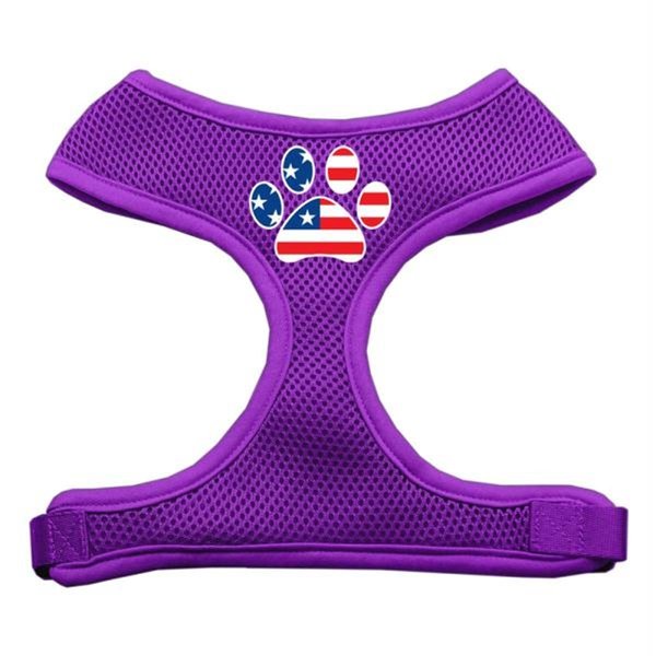 Unconditional Love Paw Flag USA Screen Print Soft Mesh Harness Purple Large UN849499